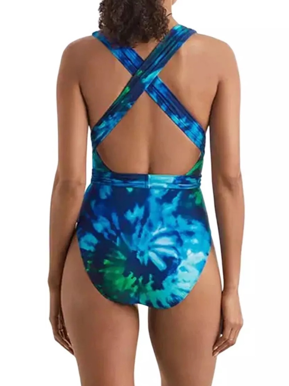 Mimi Flamingo Saltwater Wren Tie Dye One Piece Swimsuit 8 Cross Back Halter - Picture 2 of 10